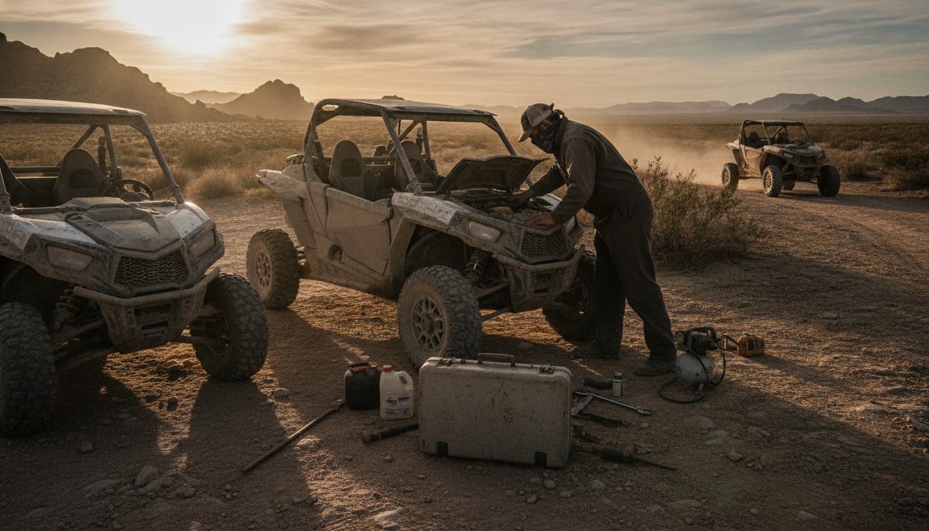 Desert trail landscape with a UTV, part of the Arizona mobile service coverage area